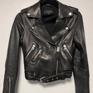 GENUINE LEATHER ARITZIA MACKAGE MOTO JACKET